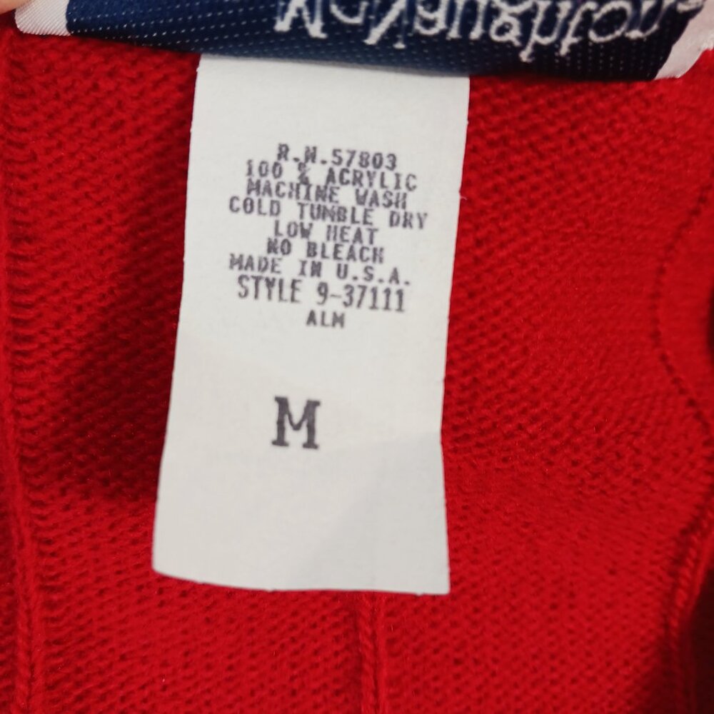 Norton McNaughton, Vintage Red Cardigan W/ Crest, SZ Med. Collegiate, Academia - Picture 14 of 14